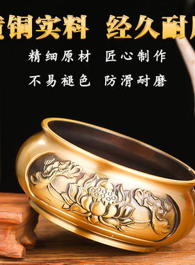 纯黄铜莲花香炉家用供奉烧香炉插香炉佛堂上供观音香薰炉线香盘香