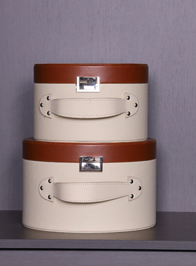 轻奢样板间收纳盒衣帽间收纳箱皮质整理箱储物盒衣柜装饰品摆件