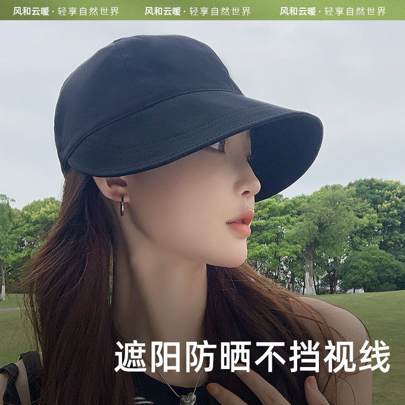 赵露思防晒帽显脸小渔夫帽子女夏款遮阳防紫外线大头围空顶鸭舌帽-图0