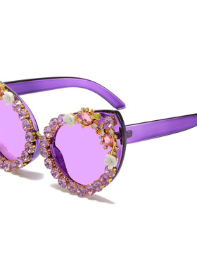 时尚镶钻猫眼太阳镜潮流防紫外线