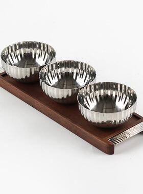 金属纹竖条果碗木质托盘餐厅果中摆件现盘代新式餐桌茶几岛159台