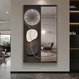 隐藏式带穿衣镜钟表简约全身装饰画玄关现代画挂画镜隐形试衣镜子 - 图0