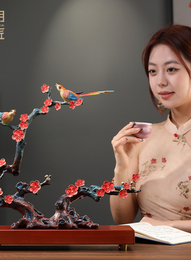 大明铜匠喜上眉梢摆件喜鹊新中式婚房客厅玄关装饰结婚礼物送新人