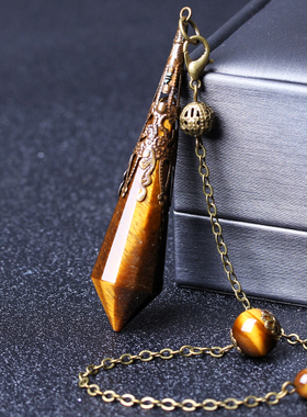 灵摆吊坠复古天然白粉红黄水晶玛瑙灰月光拉长石项链饰品