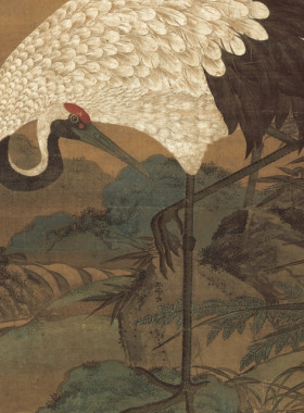 童垲松鹤延年图复古字画花鸟竖