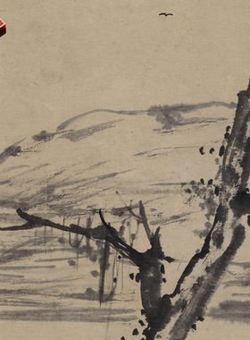 清查士标清溪放艇图传统山水国画