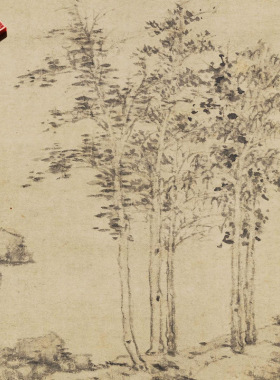 元代倪瓒江亭山色图名家国画
