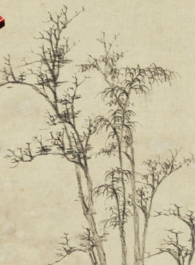 元代倪瓒渔庄秋霁图名家国画