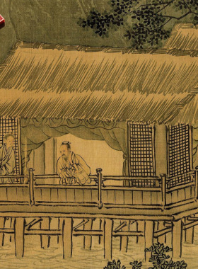 唐寅溪山渔隐图高清临摹底稿国画