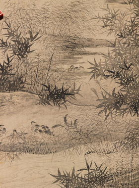 朱芾芦洲聚雁图名家山水画临摹
