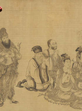 元代王振鹏维摩不二图名家国画