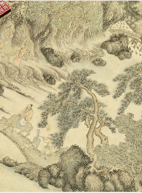葛洪移居图明丁云鹏仿古名家挂国