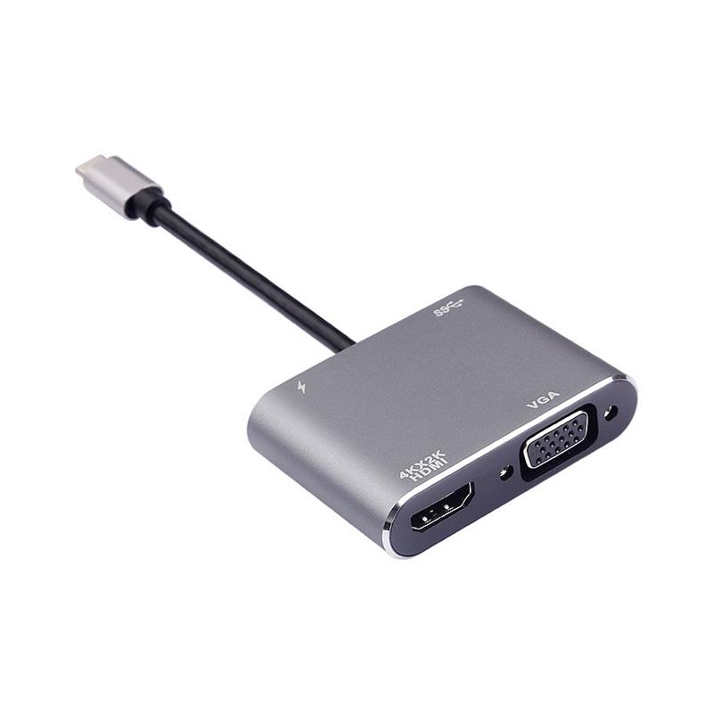 Type-c转HDMI+VGA+USB+PD多功能四合一拓展坞显示器投影仪转接线 - 图3