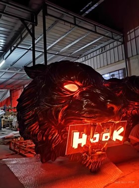 网红发光大老虎头雕塑酒