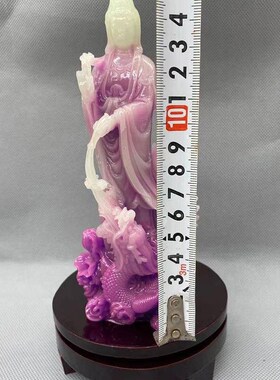 彩色夜光石乘龙观音菩萨W摆件观赏石