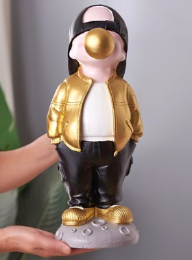 新潮酷炫吹泡泡男孩创意家居装饰摆件儿童房存钱R罐储蓄罐大号礼