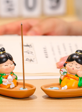 古风系列唐仕女泛舟香插小摆件