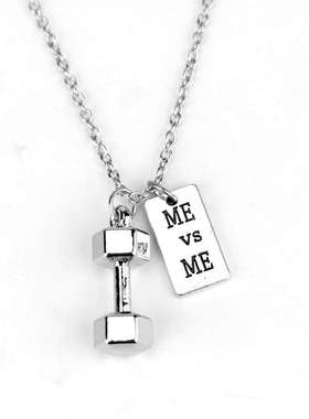 明星同款欧美潮流新款健身运动举重哑铃项链吊坠