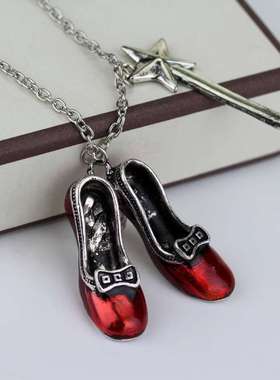 宝款爱丽丝梦游仙境魔法棒项链女个性创意红鞋子吊坠毛衣链