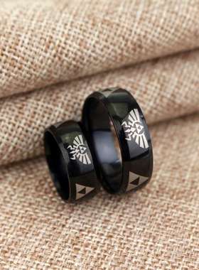 动漫周边饰品不锈钢塞尔达传说三角形标志戒指钛钢霸气指环