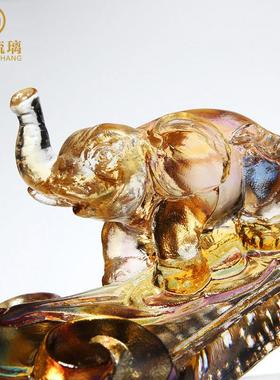 琉璃如意大象摆件客厅家居轻奢装饰品开业礼品现代工艺品乔迁礼物