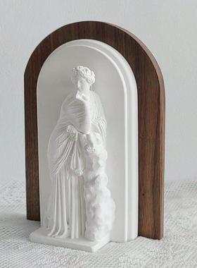 实木书立创意人像书挡法式摆件软装卧室客厅玄关书柜桌面家居饰品