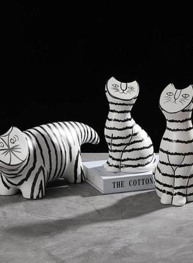 创意牛猫兔子马狮子米奇老鼠大象动物陶瓷工艺品客厅办公室学习家