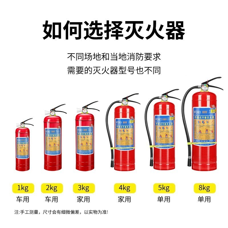 4公斤干粉灭火器商铺用手提式店用家用车载工厂2kg3kg4kg5kg8kg - 图0