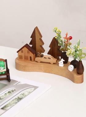 北欧创意客厅精致玄关小摆件拍照 儿童房DIY花瓶森林系书架柜装饰