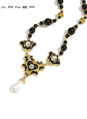 中古珐琅项链原创复古轻奢毛衣链