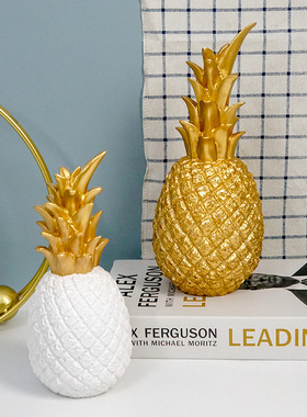 欧式菠萝摆件凤梨树脂工艺品INS黑色金色创意客厅电视柜桌面饰品