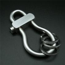 Luban buckle stainless steel keychain hand-polished 5mm thick gourd-shaped keychain retro car keychain