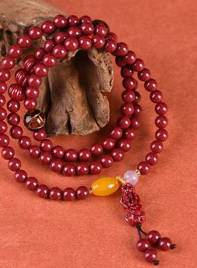 原矿朱砂貔貅多圈招财手链高含量紫金帝王红砂本命年手串批发代发