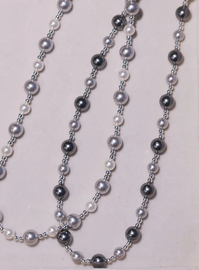 微镶圆环扣法式复古珍珠项链