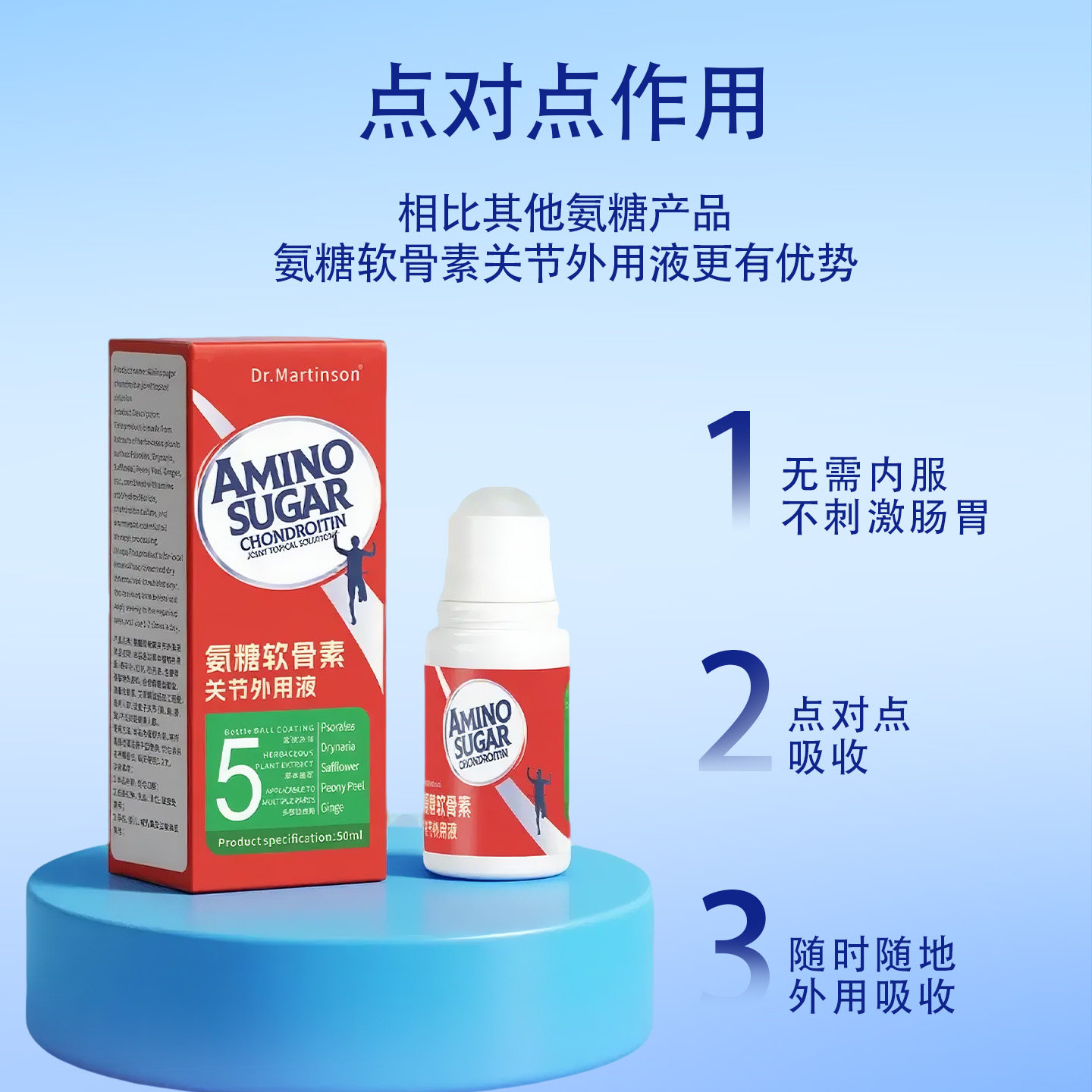 氨糖软骨素涂抹关节外用液滚珠膝盖活络全身按摩发热透骨官方正品