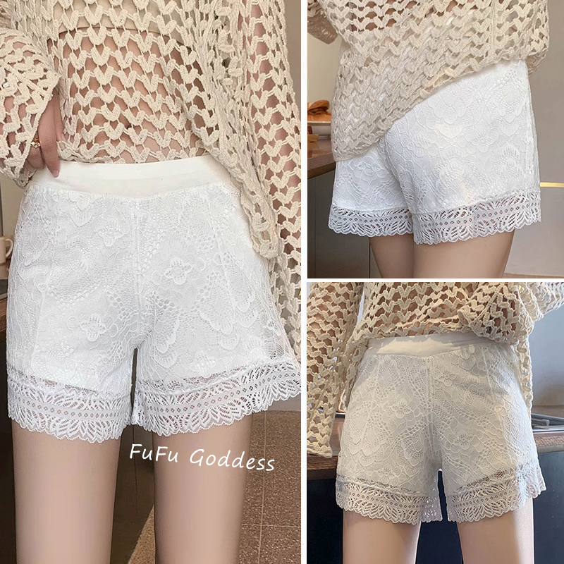 【蕾丝安全裤】打底裤女防走光夏季薄款花边宽松可外穿家居短裤 - 图0