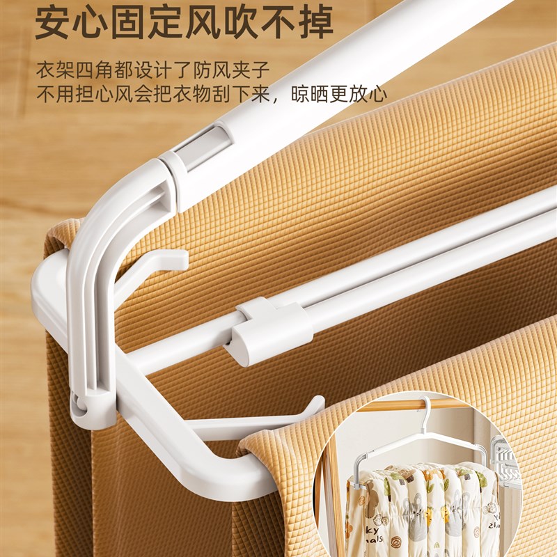热销大衣架晒被子床单神器家用挂衣加粗加大可折叠可伸缩浴巾衣架 - 图2