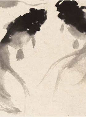 近现代吴作人金鱼图轴中式水墨画