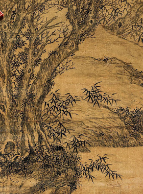 明代朱朗秋树清泉图微喷历代名家