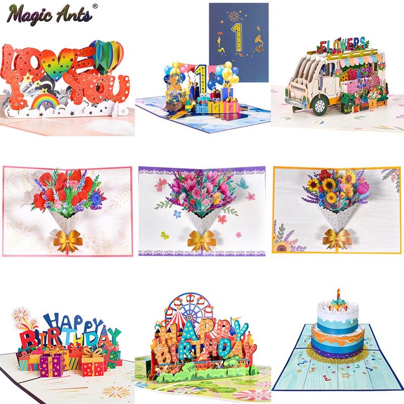 推荐3D Pop-Up Cards Flowers Birthday Card Anniversary Gifts-图0