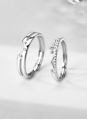 首朵S925银情侣戒指男女对戒小众设计时尚个性高级感食指戒送礼物