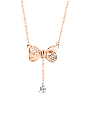 锁骨链女新款S925银项链流苏蝴蝶结小众设计感送女朋友情人节礼物