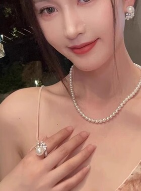 法式浪漫S925满钻澳白珍珠女戒指