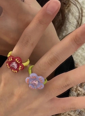 春夏新款粉色爱心锆石戒指