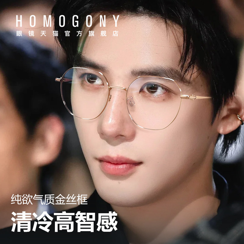 HOMO金丝眼镜近视男度数可配超轻纯钛防蓝光平光镜框架专业旗舰店,淘宝优惠券,粉丝福利购,淘宝优惠卷