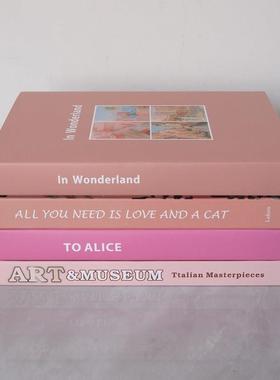 粉色系样板房简约装饰书 仿真道具书饰品摆件 样板间摆场陈列真书