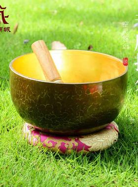 藏村紫金钵瑜伽钵音碗疗愈冥想铜磬钵盂颂钵钵盂铜碗摆件送教程