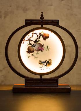 刺绣摆件成品创意苏绣台灯屏风中式摆台双面绣台屏装饰礼品送老外