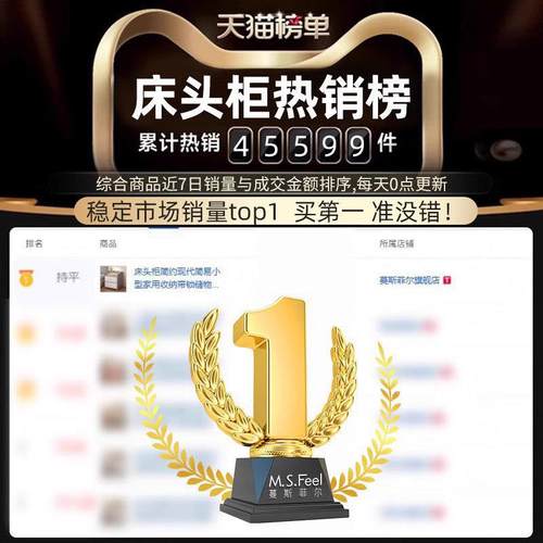 床头柜简约现代小型家用收纳带锁储物柜置物架卧室简易网红迷你柜 - 图1