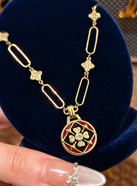 琳琅万象宝相花转运项链仿真黄金色吊坠轻奢高级感锁骨链金店同款